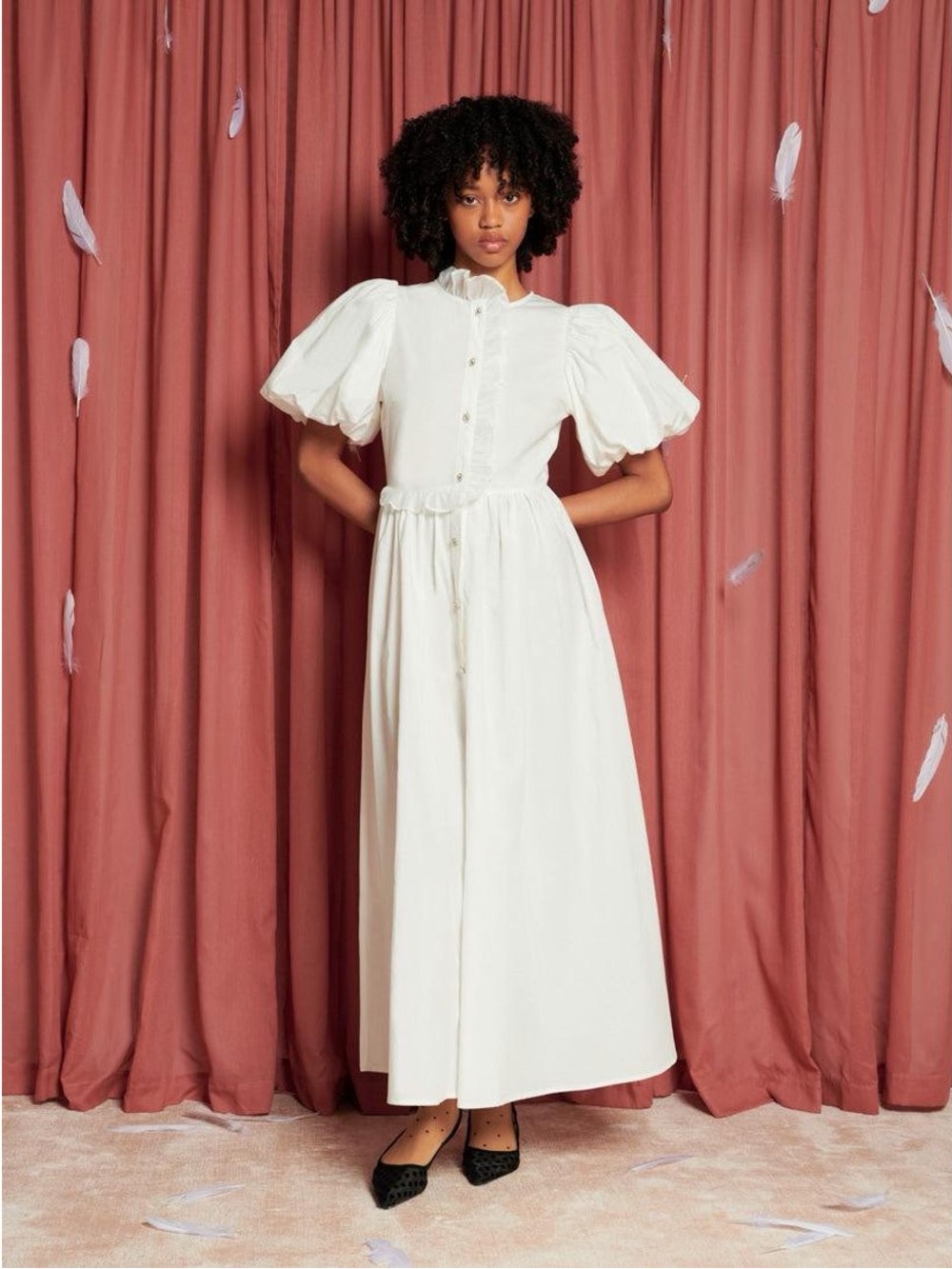 Sister Jane White Puff-Sleeve Maxi Dress
